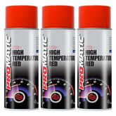 3X Promatic Red High Temperature Spray Paint 400ml Spray Paint